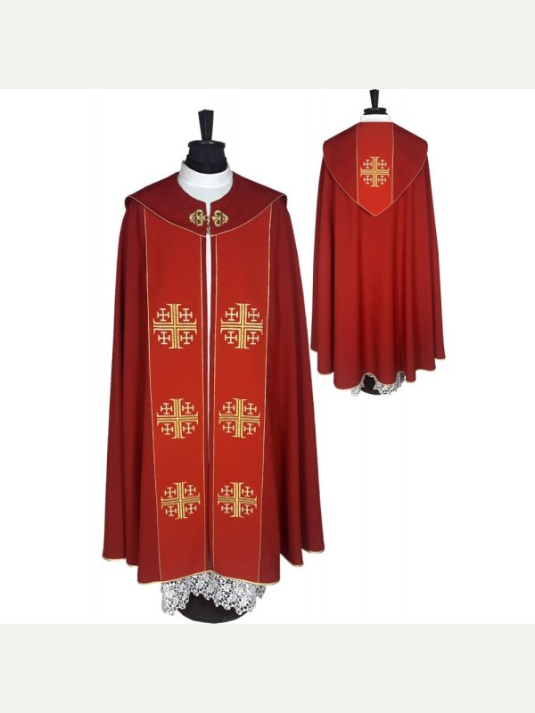 Kapa liturgiczna (kolory liturgiczne) - Krzyż Jerozolimski (31)