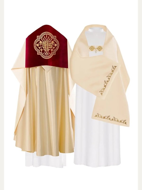 Welon liturgiczny IHS haftowany, aksamit