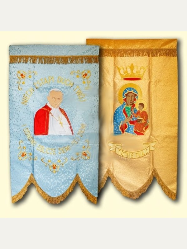 Chorągiew haftowana -  Święty Jan Paweł II