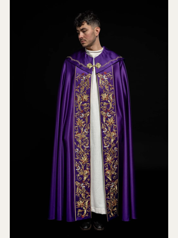Kapa liturgiczna haftowana IHS - fioletowa (34)