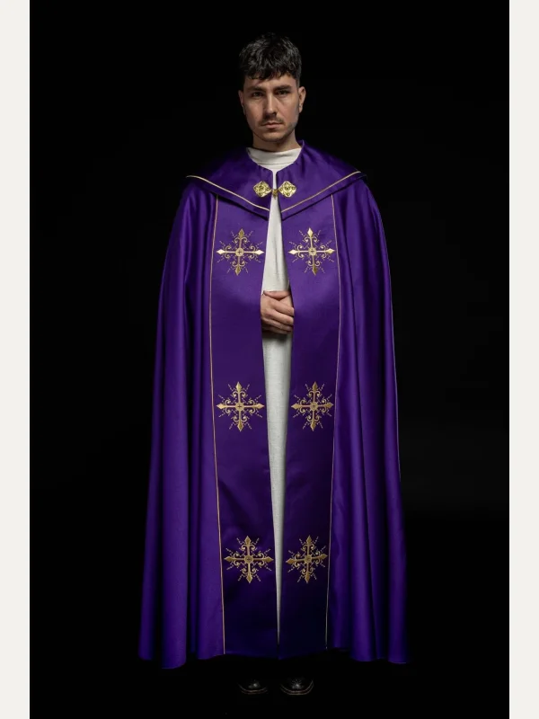 Kapa liturgiczna haftowana Krzyż - fioletowa (40)