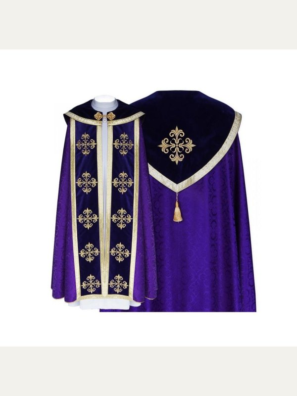 Kapa wzór gotycki - tkanina żakard - kolory liturgiczne (11)