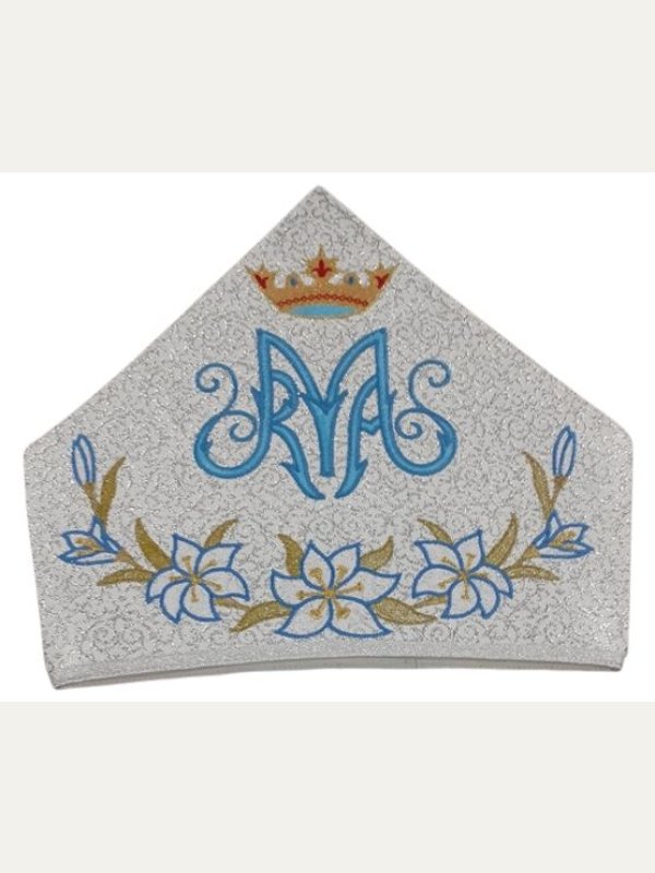 Mitra biskupia, haftowana - symbole maryjne