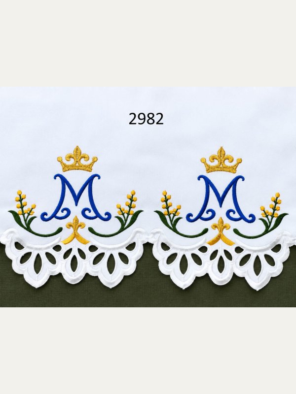 Obrus kościelny haftowany maryjny z konwaliami