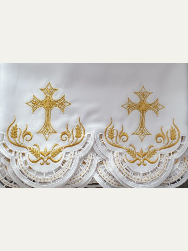 Obrus ołtarzowy haftowany - wzór eucharystyczny