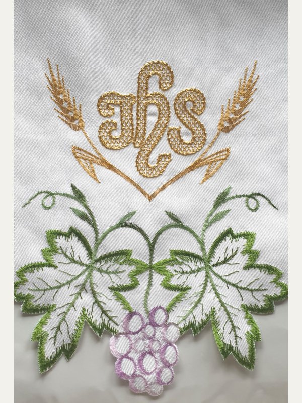 Obrus ołtarzowy haftowany - wzór eucharystyczny