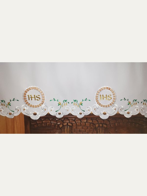 Obrus ołtarzowy haftowany - wzór eucharystyczny