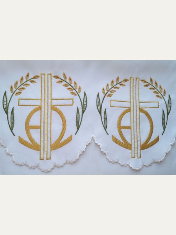 Obrus ołtarzowy haftowany - wzór eucharystyczny