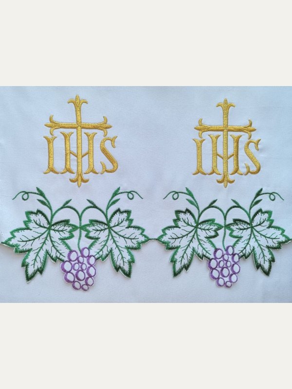 Obrus ołtarzowy haftowany - wzór eucharystyczny
