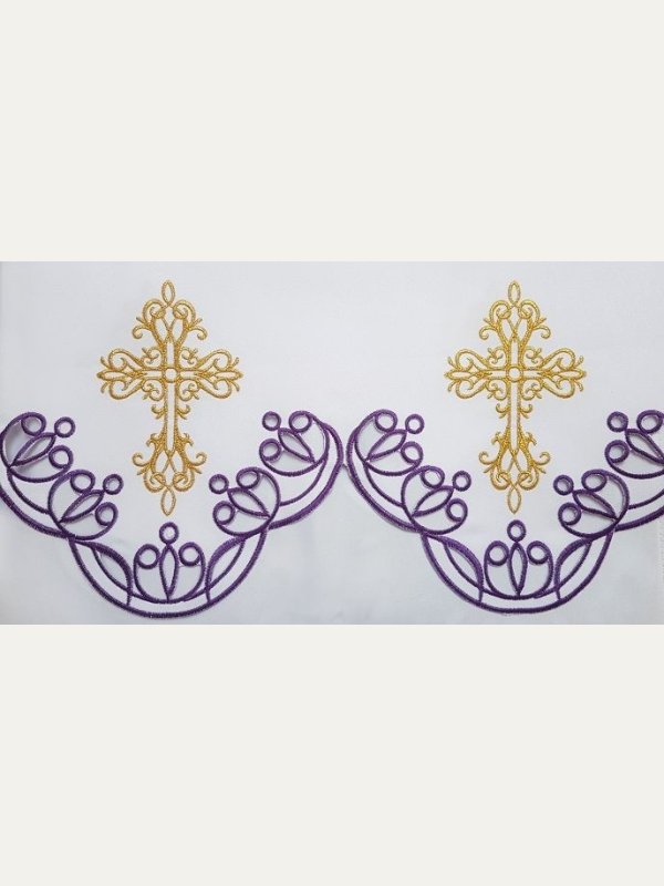 Obrus ołtarzowy haftowany, wzór eucharystyczny