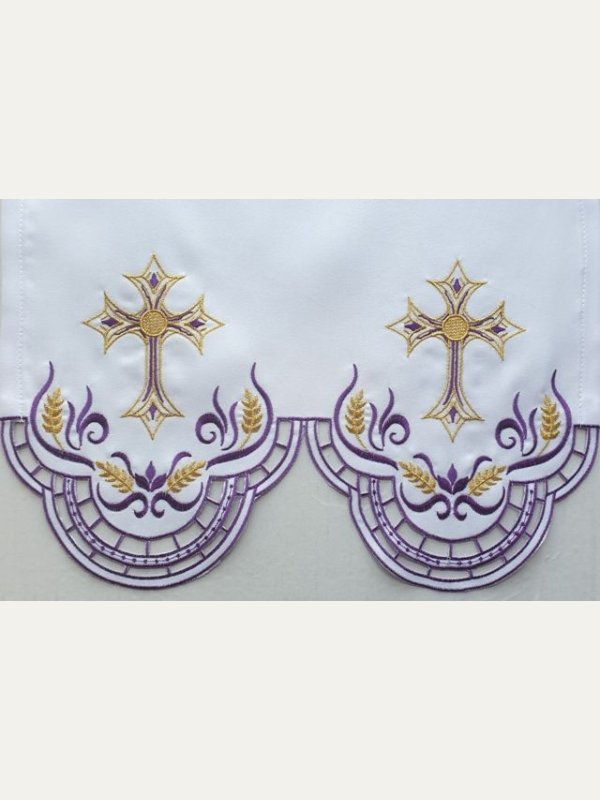 Obrus ołtarzowy haftowany - wzór eucharystyczny