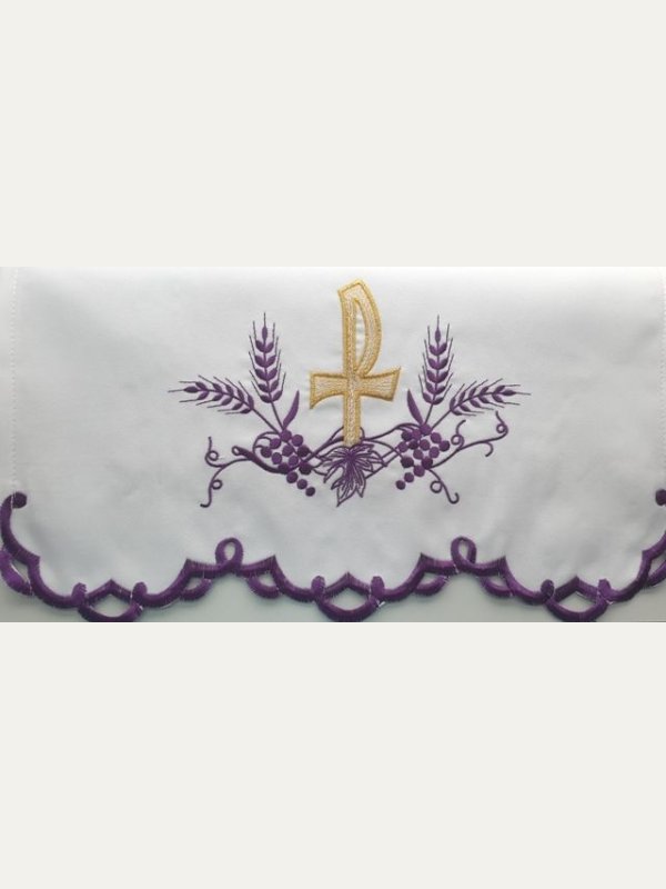 Obrus ołtarzowy haftowany - wzór eucharystyczny