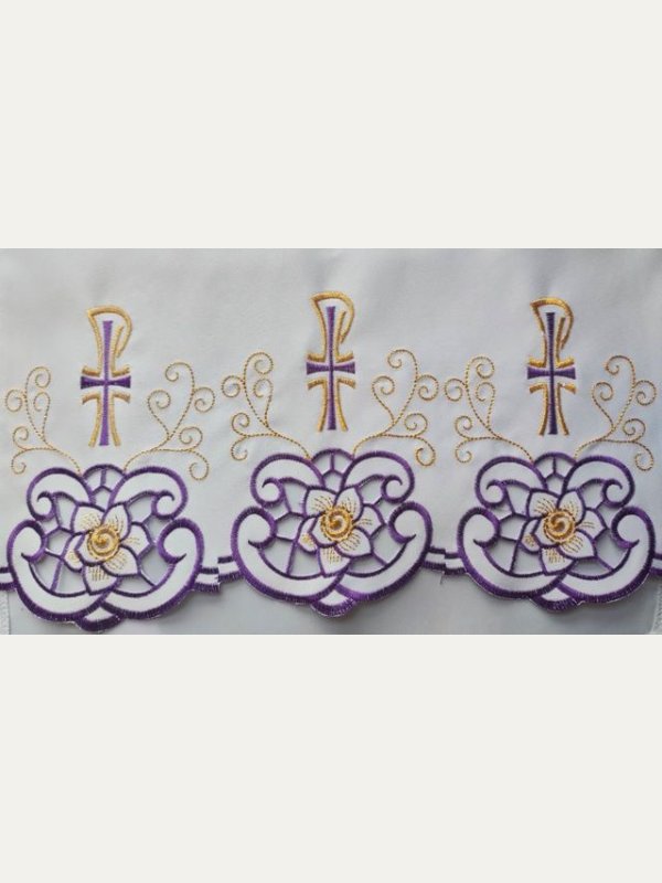Obrus ołtarzowy haftowany - wzór eucharystyczny