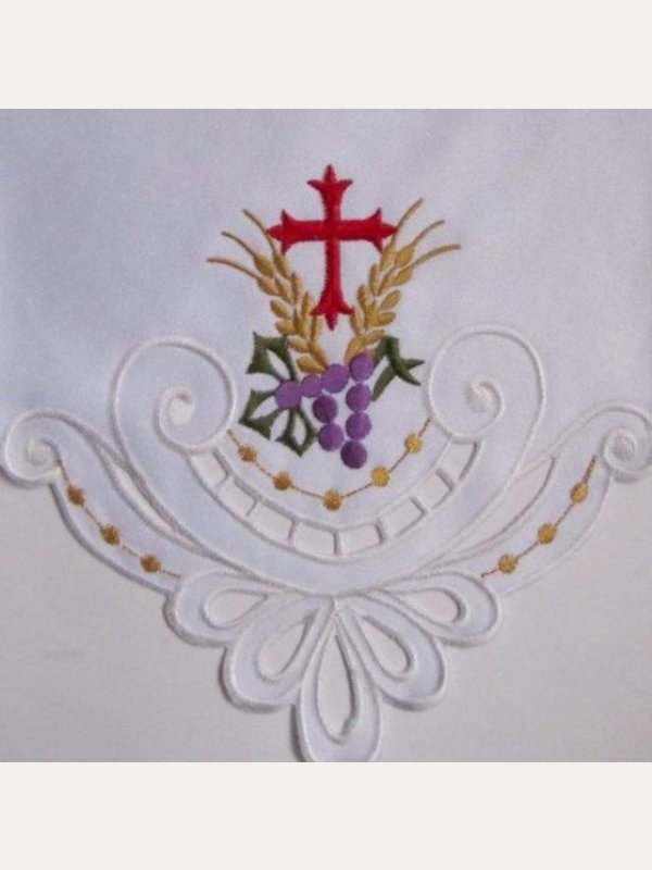 Obrus ołtarzowy haftowany - wzór eucharystyczny