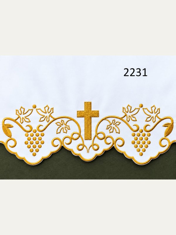 Obrus ołtarzowy, wzór eucharystyczny - haftowany krzyż (245)