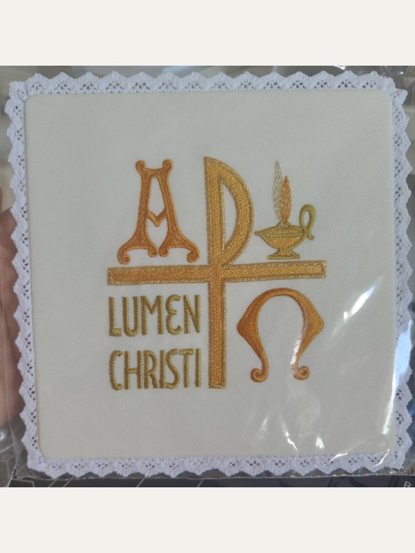 Palka ecru, złote wzory - Lumen Christi (Światło Chrystusa)