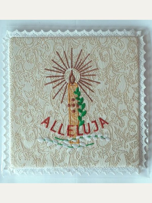 Palka haftowana Alleluja - kolor ecru