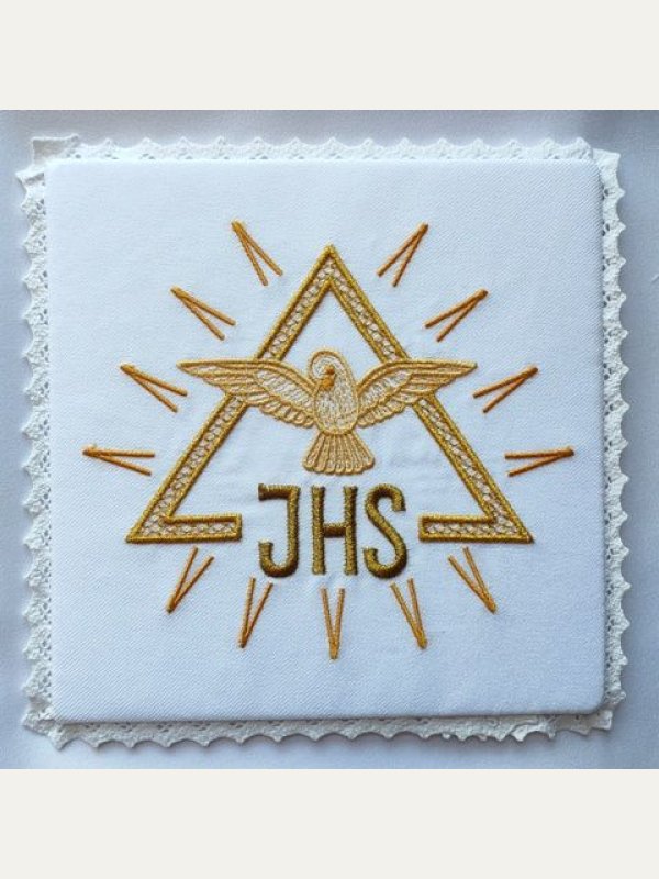 Palka haftowana biała, IHS, Duch Święty (3)
