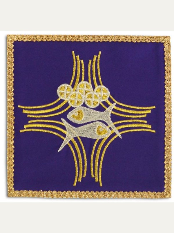 Palka haftowana fioletowa - Ryby + chleb (2)
