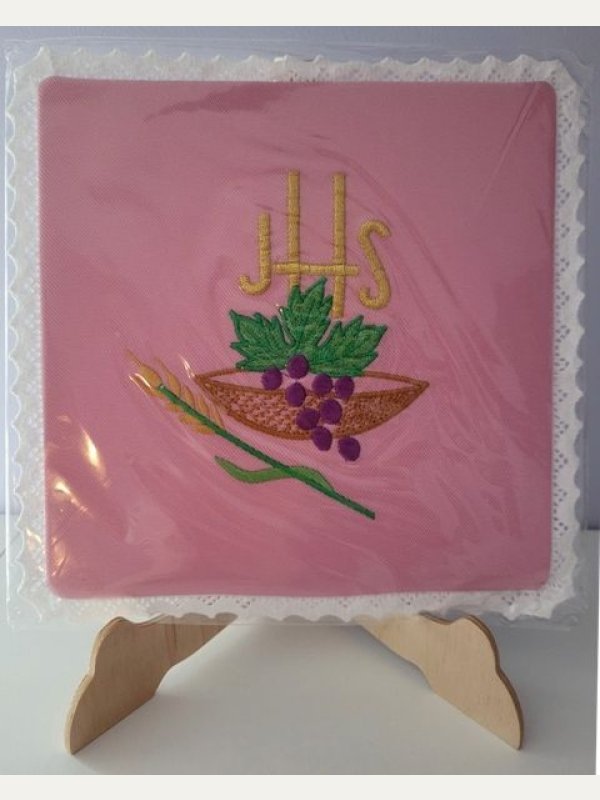 Palka haftowana różowa IHS (3)
