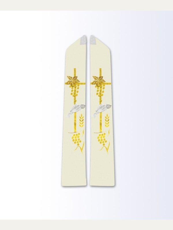 Stuła ecru z motywem eucharystycznym