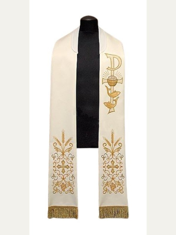 Stuła haftowana eucharystyczna -Ryby (32)