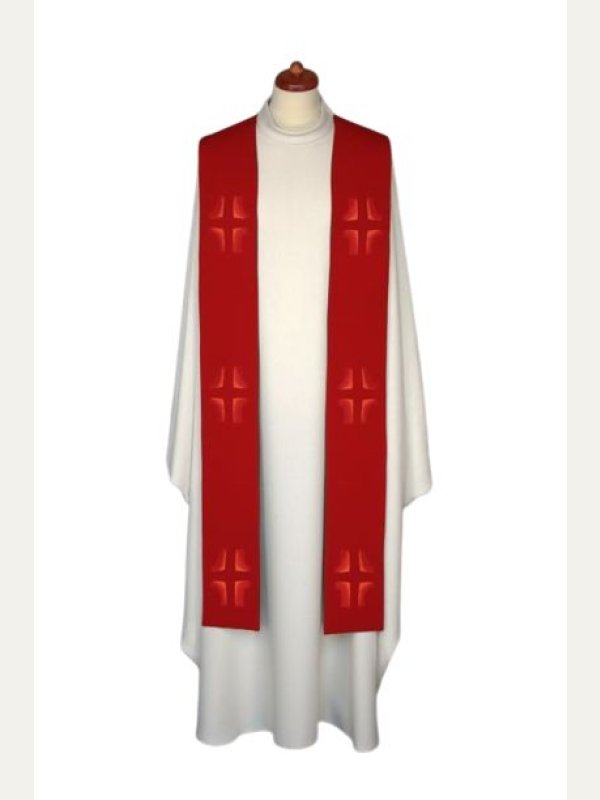 Stuła haftowana - kolory liturgiczne, Krzyże haft (14)