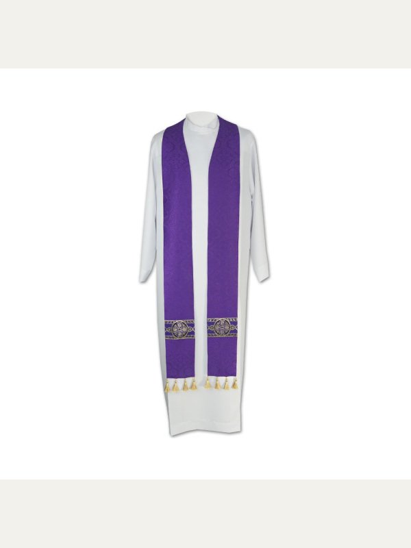 Stuła kapłańska z chwostami, żakard (kolory liturgiczne)