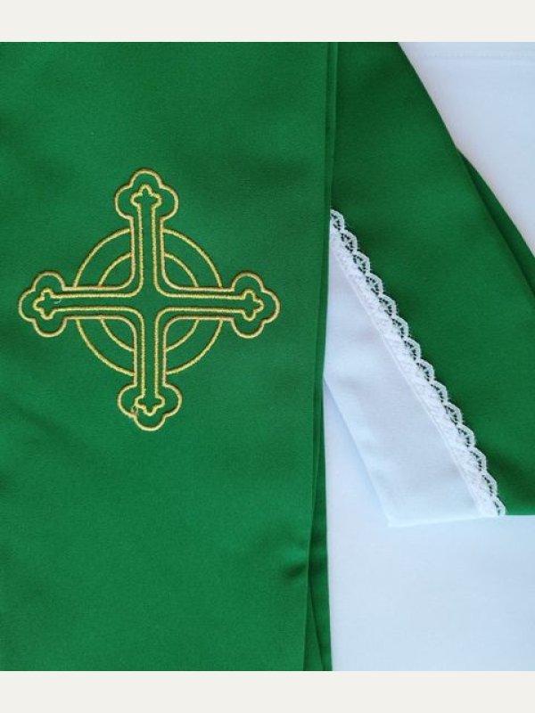 Stuła zielona Krzyż do koncelebry (10)