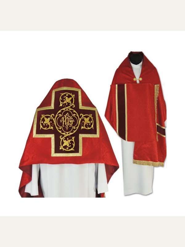 Welon liturgiczny czerwony z frędzlami