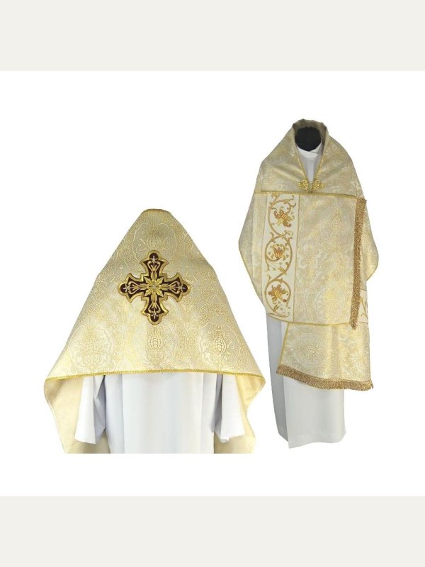 Welon liturgiczny krzyż brokat jasnozłoty