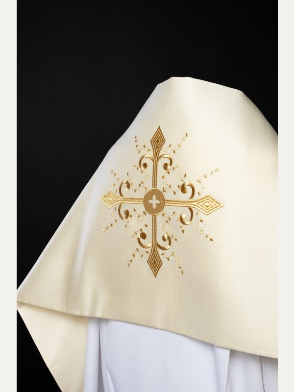 Welon liturgiczny Krzyż - ecru satyna