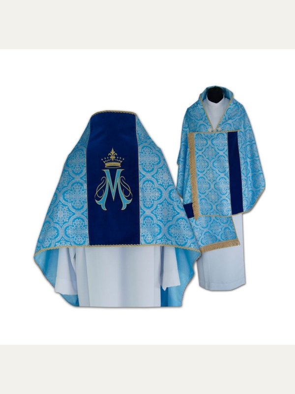 Welon liturgiczny Maryjny haftowany, pas aksamit